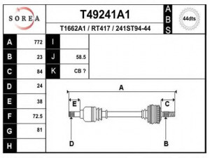 EAI T49241A1 kardaninis velenas 
 Ratų pavara -> Kardaninis velenas
7700112478