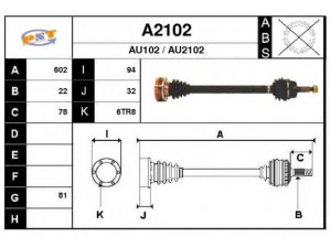 SNRA A2102 kardaninis velenas 
 Ratų pavara -> Kardaninis velenas
321407271AG