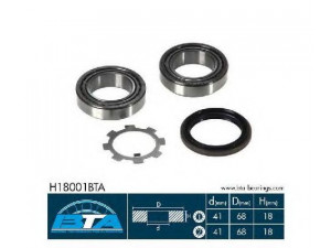 BTA H18001BTA rato guolio komplektas 
 Ašies montavimas/vairavimo mechanizmas/ratai -> Rato stebulė/montavimas -> Rato guolis
09265-41001, 0926541001, 09283-50002