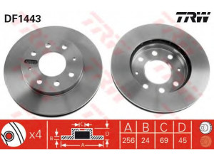 TRW DF1443 stabdžių diskas 
 Dviratė transporto priemonės -> Stabdžių sistema -> Stabdžių diskai / priedai
MB407639, MB668107, MB928994, MB928995
