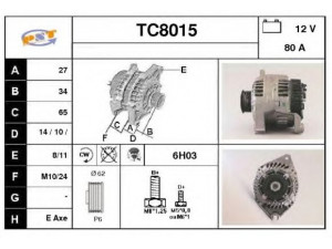SNRA TC8015 kintamosios srovės generatorius 
 Elektros įranga -> Kint. sr. generatorius/dalys -> Kintamosios srovės generatorius
5705E6, 5705F4, 5705G9, 5705J2