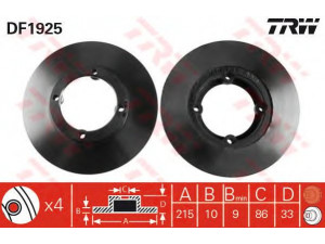 TRW DF1925 stabdžių diskas 
 Dviratė transporto priemonės -> Stabdžių sistema -> Stabdžių diskai / priedai
5551182, 4291567, 91138222, 5,5511784e+012