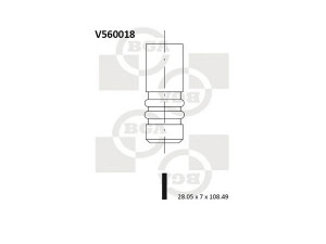 BGA V560018 išleidimo vožtuvas 
 Variklis -> Variklio uždegimo laiko reguliavimo kontrolė -> Vožtuvų eilė -> Vožtuvai/dalys
60811154, 7766565, 60674496