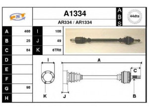 SNRA A1334 kardaninis velenas