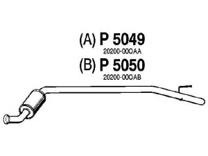 FENNO P5049 vidurinis duslintuvas 
 Išmetimo sistema -> Duslintuvas
20200-00QAA, 5854220, 82001-80458