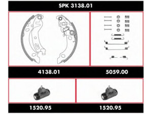 WOKING SPK 3138.01 stabdžių rinkinys, būgniniai stabdžiai 
 Stabdžių sistema -> Būgninis stabdys -> Stabdžių remonto rinkinys