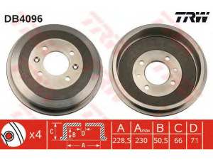 TRW DB4096 stabdžių būgnas 
 Stabdžių sistema -> Būgninis stabdys -> Stabdžių būgnas
424724, 424724