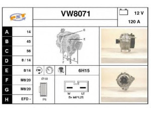 SNRA VW8071 kintamosios srovės generatorius 
 Elektros įranga -> Kint. sr. generatorius/dalys -> Kintamosios srovės generatorius
028903025