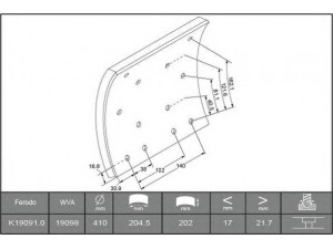FERODO K19091.0TG stabdžių antdėklo rinkinys, būgninis stabdys 
 Techninės priežiūros dalys -> Papildomas remontas
299 1759, 299 1760, 299 2005, 299 7760