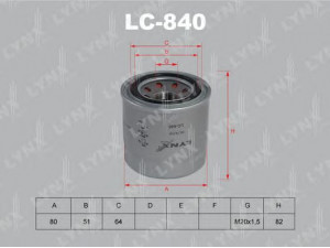 LYNXauto LC-840 alyvos filtras 
 Techninės priežiūros dalys -> Techninės priežiūros intervalai
AY100-FJ021, 15208-AA020, 15208-AA021