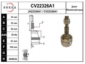 EAI CV22326A1K jungčių komplektas, kardaninis velenas 
 Ratų pavara -> Sujungimai/komplektas