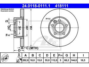 ATE 24.0118-0111.1 stabdžių diskas 
 Stabdžių sistema -> Diskinis stabdys -> Stabdžių diskas
701 615 301 G
