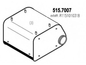 ASSO 515.7007 vidurinis / galinis duslintuvas 
 Išmetimo sistema -> Duslintuvas
81151010279, 81151010316, 81151010318