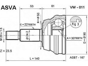 ASVA VW-011 jungčių komplektas, kardaninis velenas 
 Ratų pavara -> Sujungimai/komplektas
191498099A, 191498099B, 1H0498099