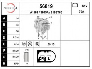 EAI 56819 kintamosios srovės generatorius 
 Elektros įranga -> Kint. sr. generatorius/dalys -> Kintamosios srovės generatorius
037903025L