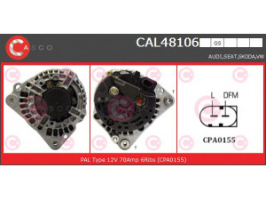 CASCO CAL48106GS kintamosios srovės generatorius 
 Elektros įranga -> Kint. sr. generatorius/dalys -> Kintamosios srovės generatorius
038903023K, 038903023Q, 038903024B