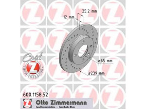 ZIMMERMANN 600.1158.52 stabdžių diskas 
 Dviratė transporto priemonės -> Stabdžių sistema -> Stabdžių diskai / priedai
175 615 301, 321 615 301, 839 615 301