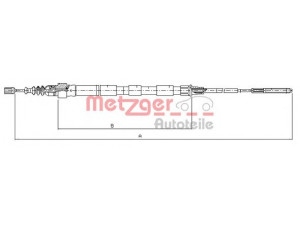 METZGER 10.7410 trosas, stovėjimo stabdys 
 Stabdžių sistema -> Valdymo svirtys/trosai
1H0 609 721C