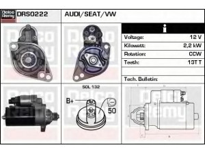 DELCO REMY DRS0222 starteris 
 Elektros įranga -> Starterio sistema -> Starteris
02Z911023S, 02Z911023SX, 02Z911024A