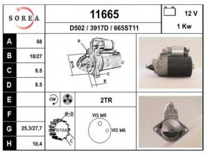 EAI 11665 starteris 
 Elektros įranga -> Starterio sistema -> Starteris
09117031, 90535261