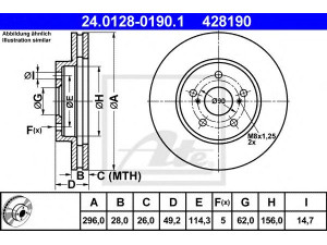 ATE 24.0128-0190.1 stabdžių diskas 
 Dviratė transporto priemonės -> Stabdžių sistema -> Stabdžių diskai / priedai
43512-28180, 43512-28181, 43512-33100