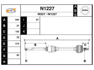 SNRA N1227 kardaninis velenas 
 Ratų pavara -> Kardaninis velenas
391002F210