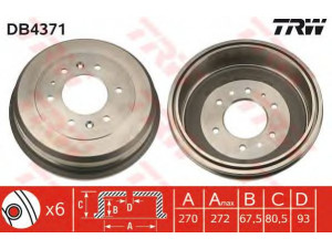 TRW DB4371 stabdžių būgnas 
 Stabdžių sistema -> Būgninis stabdys -> Stabdžių būgnas
1733770, 3780207, XM341126AA, XM341126AC