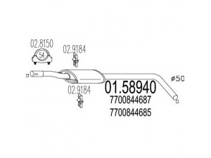 MTS 01.58940 vidurinis duslintuvas 
 Išmetimo sistema -> Duslintuvas
7700844685, 7700844687