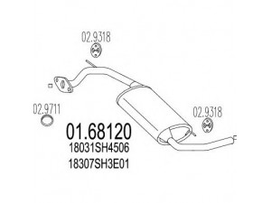 MTS 01.68120 galinis duslintuvas 
 Išmetimo sistema -> Duslintuvas
18031SH4506, 18307SH3E01, 18307SH3G03