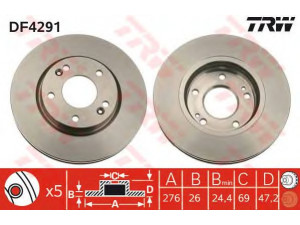 TRW DF4291 stabdžių diskas 
 Stabdžių sistema -> Diskinis stabdys -> Stabdžių diskas
5171226000, 517123B000