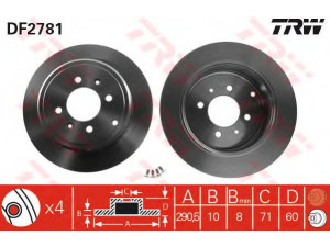TRW DF2781 stabdžių diskas 
 Stabdžių sistema -> Diskinis stabdys -> Stabdžių diskas
4246L7, 4246T6, 4246T7
