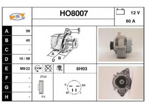 SNRA HO8007 kintamosios srovės generatorius 
 Elektros įranga -> Kint. sr. generatorius/dalys -> Kintamosios srovės generatorius
31100PE7663, 31100PG7013, CHA32