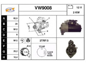 SNRA VW9008 starteris 
 Elektros įranga -> Starterio sistema -> Starteris
069911023E