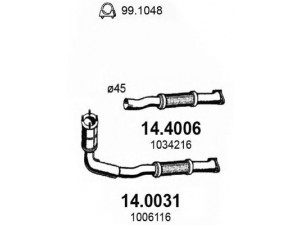 ASSO 14.0031 katalizatoriaus keitiklis 
 Išmetimo sistema -> Katalizatoriaus keitiklis
1006116, 1006116