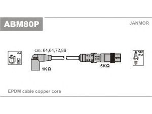 JANMOR ABM80P uždegimo laido komplektas 
 Kibirkšties / kaitinamasis uždegimas -> Uždegimo laidai/jungtys
030 905 430 N, 030 905 430 P, 030 905 430 Q