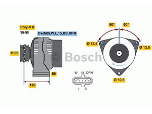 BOSCH 0 124 555 040 kintamosios srovės generatorius 
 Elektros įranga -> Kint. sr. generatorius/dalys -> Kintamosios srovės generatorius
1697022, 1697022