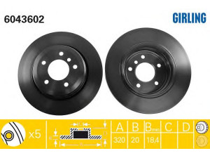 GIRLING 6043602 stabdžių diskas 
 Stabdžių sistema -> Diskinis stabdys -> Stabdžių diskas
34216753215, 34216772085, 34216864061