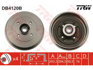 TRW DB4120B stabdžių būgnas 
 Stabdžių sistema -> Būgninis stabdys -> Stabdžių būgnas
7700771653, 7700783031
