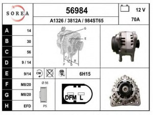 EAI 56984 kintamosios srovės generatorius 
 Elektros įranga -> Kint. sr. generatorius/dalys -> Kintamosios srovės generatorius
03D903025D