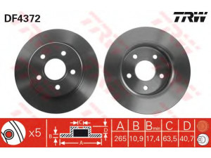 TRW DF4372 stabdžių diskas 
 Dviratė transporto priemonės -> Stabdžių sistema -> Stabdžių diskai / priedai
1223540, 1223543, 1253727, 1253728
