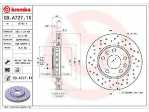 BREMBO 09.A727.1X stabdžių diskas 
 Dviratė transporto priemonės -> Stabdžių sistema -> Stabdžių diskai / priedai
402060010R, 402064151R, 402060010R