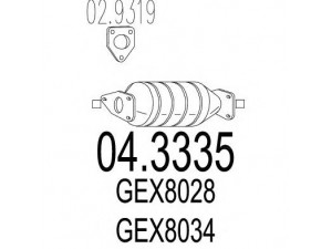 MTS 04.3335 katalizatoriaus keitiklis 
 Išmetimo sistema -> Katalizatoriaus keitiklis
GEX8028, GEX8030, GEX8034