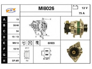 SNRA MI8026 kintamosios srovės generatorius 
 Elektros įranga -> Kint. sr. generatorius/dalys -> Kintamosios srovės generatorius
A2TN1199, A2TN1798A, A3T15099, MD366051