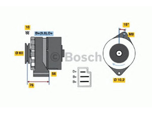 BOSCH 0 986 033 260 kintamosios srovės generatorius 
 Elektros įranga -> Kint. sr. generatorius/dalys -> Kintamosios srovės generatorius
036 903 017 E, 036 903 017 EX, 036 903 023 R