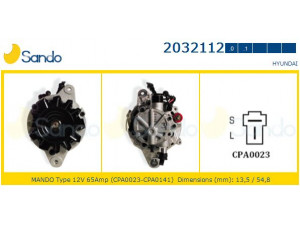 SANDO 2032112.0 kintamosios srovės generatorius 
 Elektros įranga -> Kint. sr. generatorius/dalys -> Kintamosios srovės generatorius
3730042502, 3730042620, 3730042621