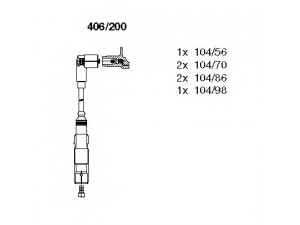 BREMI 406/200 uždegimo laido komplektas 
 Kibirkšties / kaitinamasis uždegimas -> Uždegimo laidai/jungtys
021 905 409 A