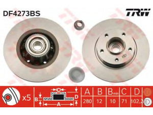 TRW DF4273BS stabdžių diskas 
 Dviratė transporto priemonės -> Stabdžių sistema -> Stabdžių diskai / priedai
4320600QAB, 4320600QAC, 4320600QAD