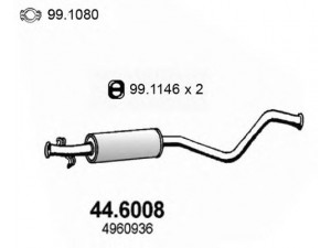 ASSO 44.6008 vidurinis duslintuvas 
 Išmetimo sistema -> Duslintuvas
4225918, 4226320, 4528253, 4904777