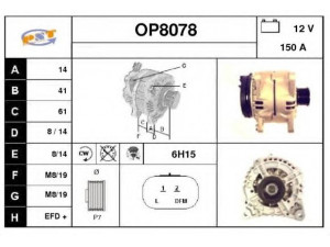 SNRA OP8078 kintamosios srovės generatorius 
 Elektros įranga -> Kint. sr. generatorius/dalys -> Kintamosios srovės generatorius
9121119, 8200190721