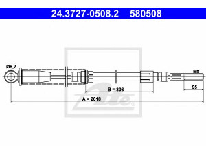 ATE 24.3727-0508.2 trosas, stovėjimo stabdys 
 Stabdžių sistema -> Valdymo svirtys/trosai
5951342
